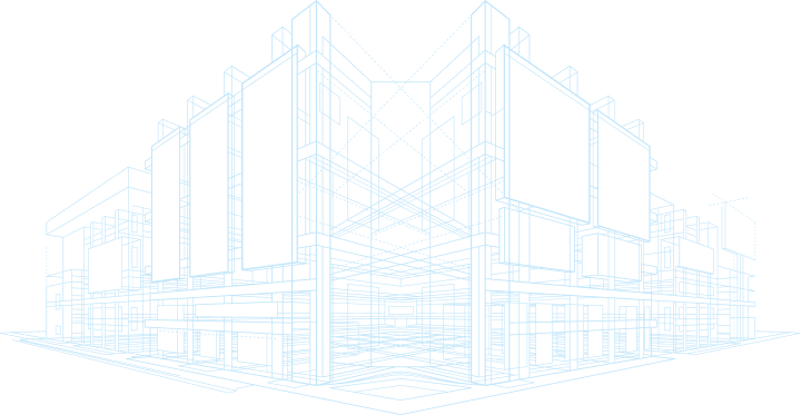 Stylised line drawing of a building