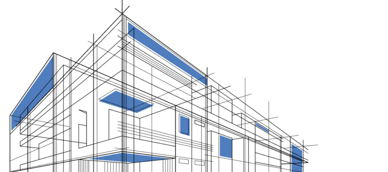line drawing of a building